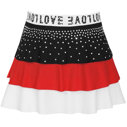 Kids Girls Dress Ruffled Skirt Tiered Dancewear Cheerleading Christmas A-Line - Picture 6 of 46