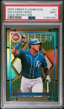 Salvador Perez - 2022 Finest Flashbacks Gold Refractor   PSA 9  #32/50