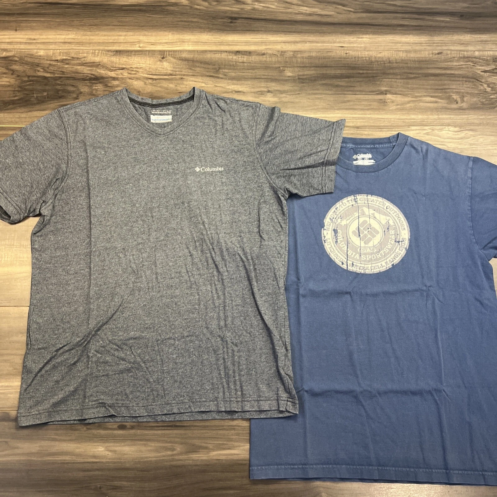 Columbia Shirts Mens Medium Grey Blue Short Sleeve