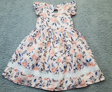 Tahari Sundress Women's 5 Pink Floral Lined Cap Sleeve Cut Out Back Bow & Button