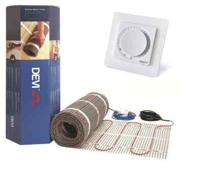 DEVI DEVImat DSVF150 Dünnbett Fußbodenheizung SET mit Devireg Basic Room Display