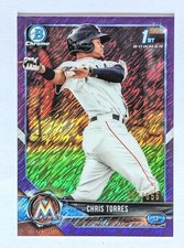 2018 Bowman Chrome 1st Chris Torres /655 purple shimmer refractor BCP207 Marlins