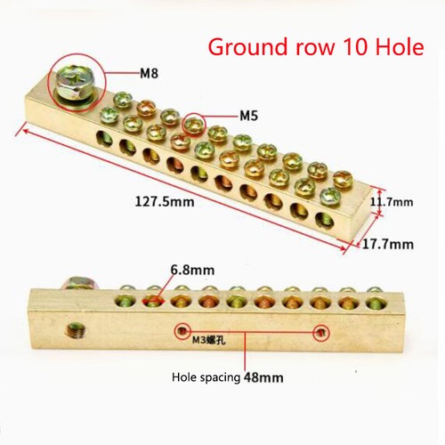 8/10/15 Hole 12*18MM Zero Grounding Row Copper Bar Terminal Power Distribution - Picture 9 of 11