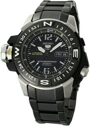 SEIKO 5 Sports SKZ231K1 Automatic Watch Steel Map Meter 7S36