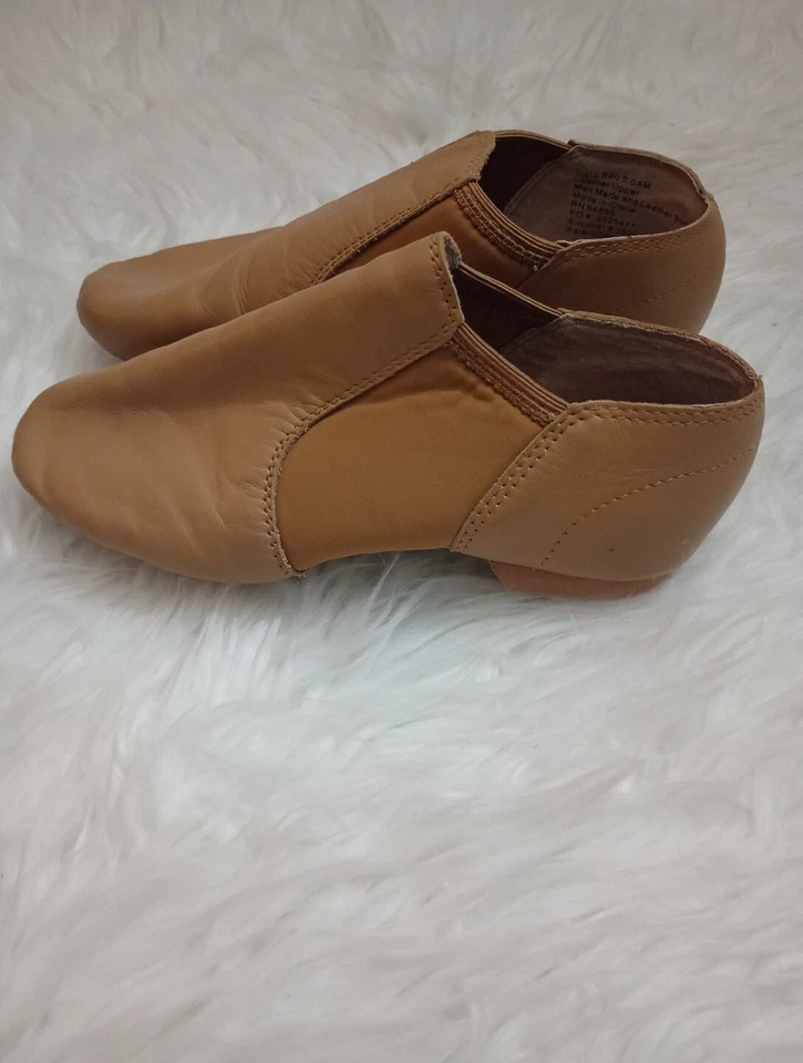 Girls Dance  Shoes Tan Jazz Slip On Hip Hop Leather Upper Size 13 - Image 2 of 4