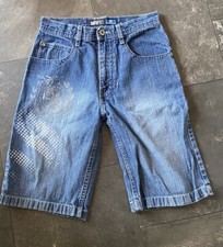 Vintage Y2K South Pole Blue Denim Shorts Youth Size 12 w/ Design Hip Hop
