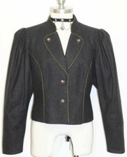 BLACK WOOL Women Short Western German Dress JACKET 8 S
