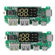 2PCS LED Dual USB 5V 2.4A Micro/Type-C/Light Power Module 18650 Circuit Board