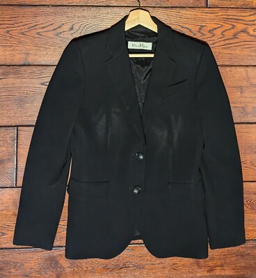 Max Mara Women's Black 2-Button Blazer Jacket Size 8