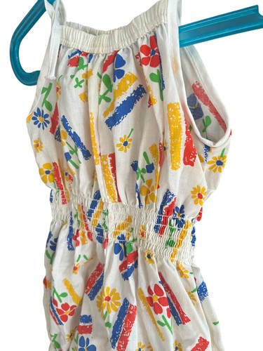 Vintage 80s Girls Floral Primary Colors Sunsuit Romper One Piece Outfit Sears 3T - Picture 15 of 17