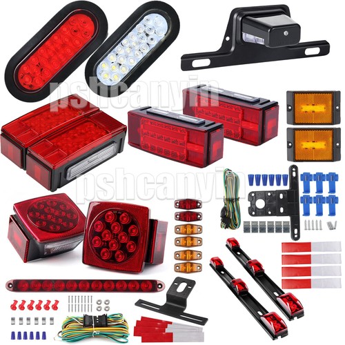 New Rear Led Submersible Trailer Tail Lights Kit Boat Marker Truck Waterproof - Picture 1 of 40