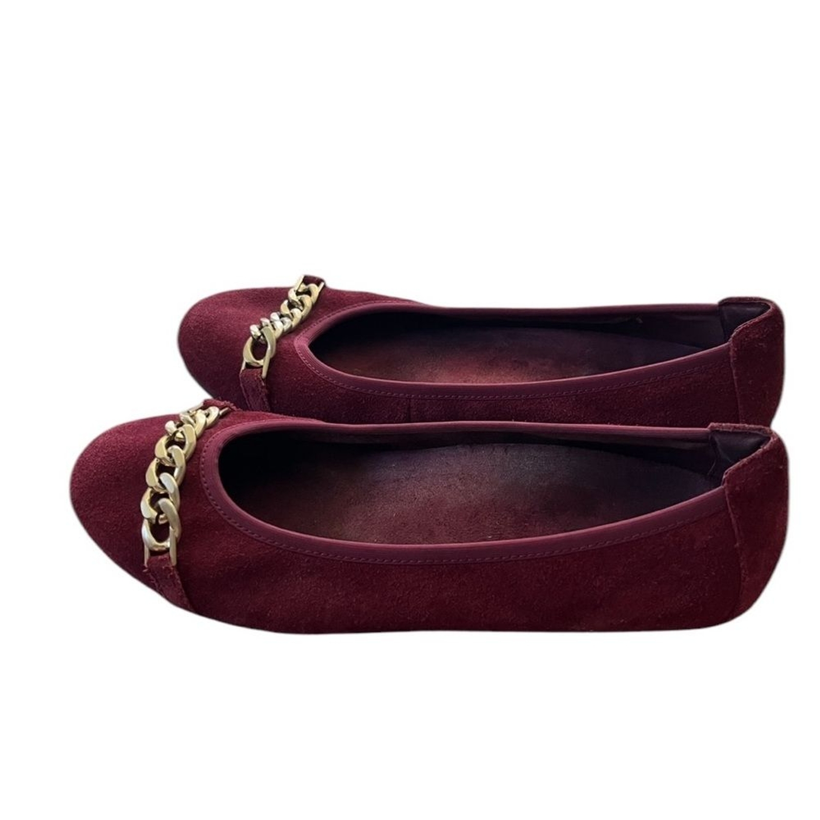 VIONIC Women’s Bordeaux Pera Orthotic Chain Detail Suede Ballet Flats Size 7.5