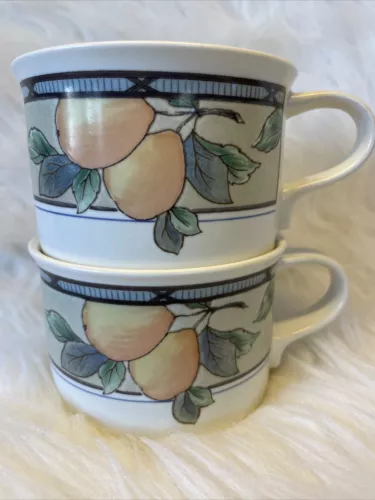 Mikasa Garden Harvest CAC29 Fruit 8 Oz Coffee Tea Cups Lot Of 2