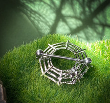 PAIR of Spiderweb Nipple Shields Spider Web Barbell Rings Body Piercing Jewelry