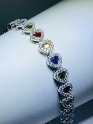 Orecchini A Cuore Arcobaleno In Argento Sterling 925 Con Cristalli Multicolori – Ipoallergenici – Confezione Regalo - 5