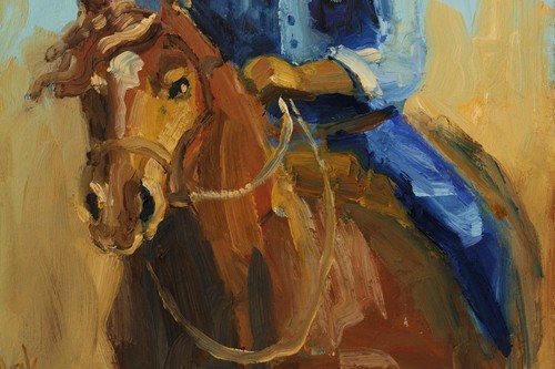 Cowboy Painting Western Original Wall Art Texas Painting Horse Painting Desert - Picture 9 of 10