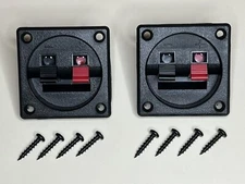 2 Pk Subwoofer Box Square Speaker Wire Terminal Cups Spring Post 12 AWG Capacity