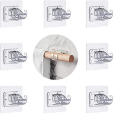 8Pcs Nail Free Adjustable Curtain Rod Clip Brackets Self Adhesive Holder Hooks