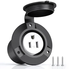 120V 15A Flanged Outlet Female Electrical Outlet with Cover NEMA 5-15R Waterproo