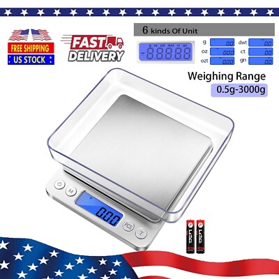 3000g/0.1g Small Digital Kitchen Food Diet Electronic Weight Scale + Manual