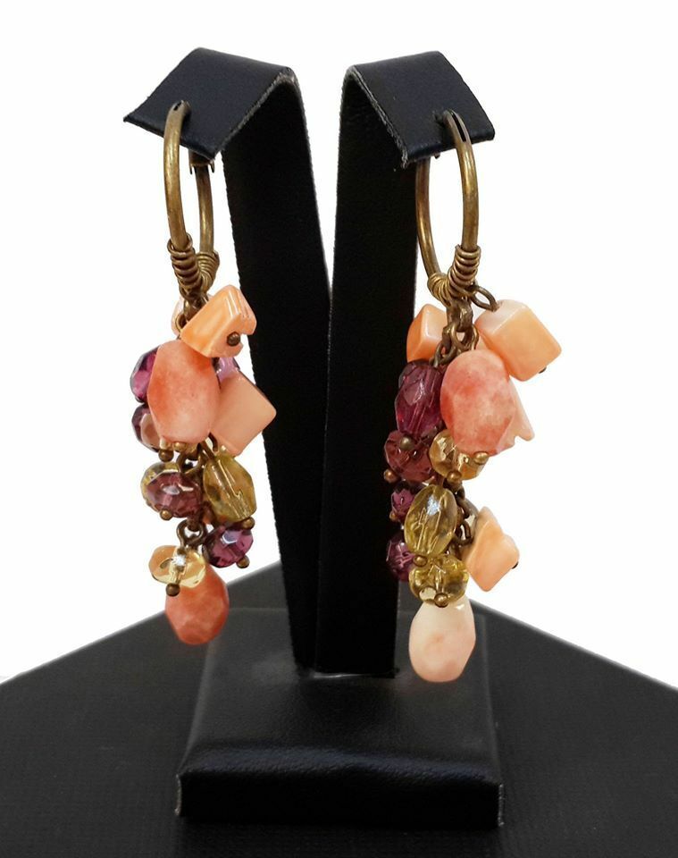 NEW EVITA PERONI EARRINGS GOLD PLATED QUARTZ STONES & CRYSTALS VINTAGE