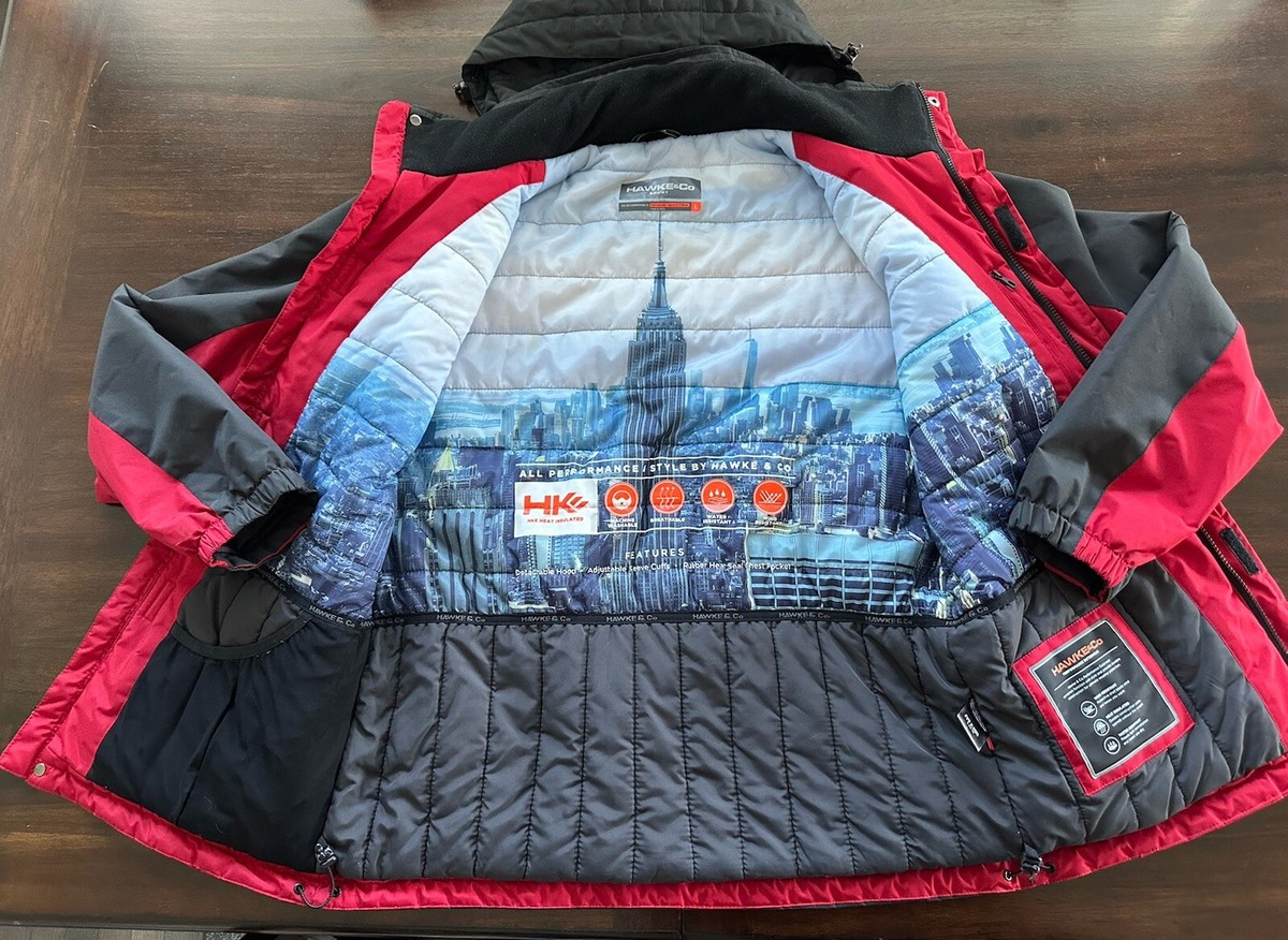 Hawke & Co Mens Red Black Hooded Winter Jacket Heat 