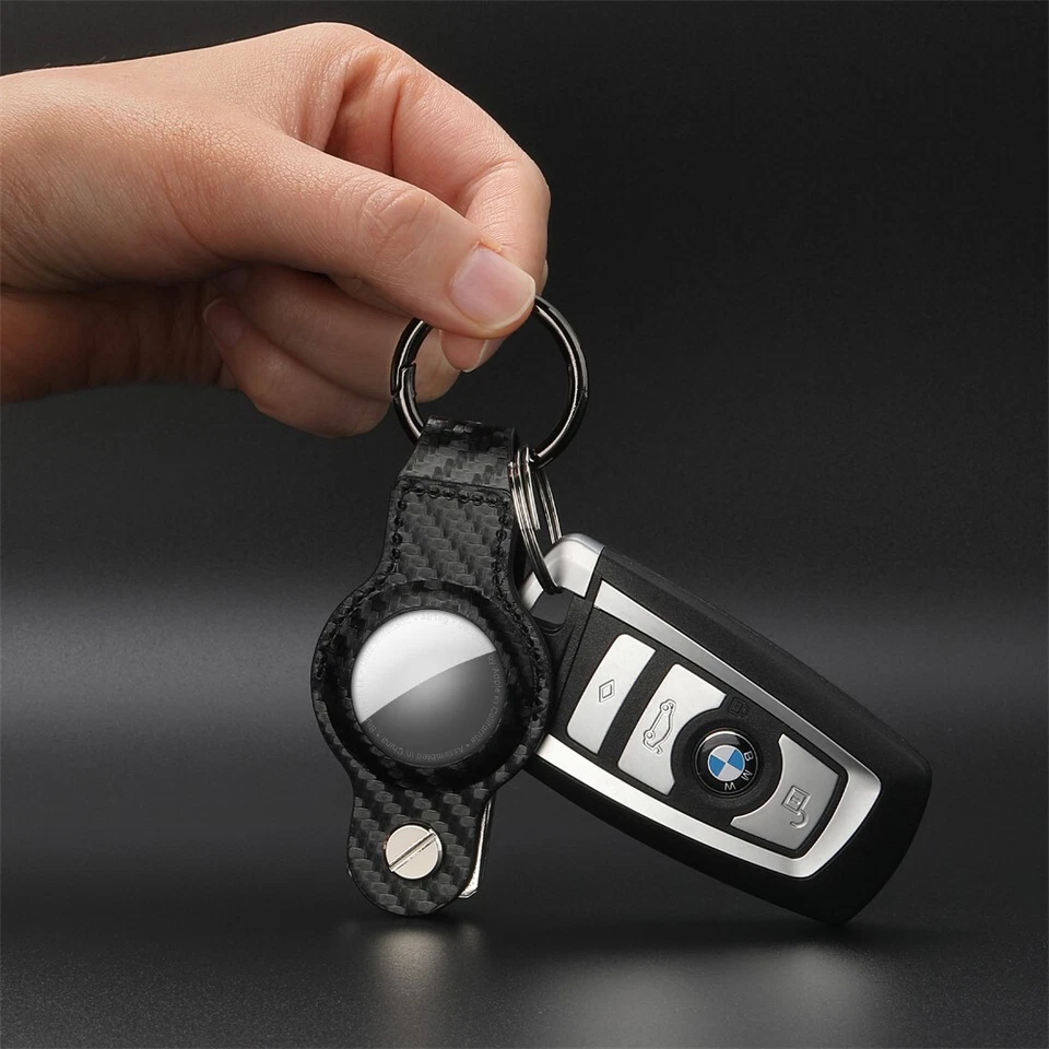 Organizador de llaves para Airtag fibra de carbono cuero antipérdida película protectora incorporada Foto 3 de 4