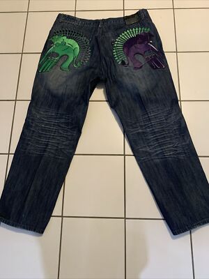 Eight 732 Jeans Men Size 44x34 blue Embroidered Pockets
