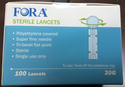 ''NEW'' FORA Sterile Lancets 30 Gauge (Qty = 100) - ''NEW''