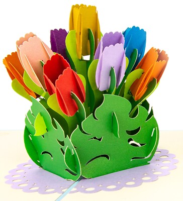 LIMAH  Geburtstagskarte Ostern Karte mit bunten Tulpen