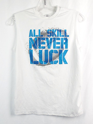 Starter ''All Skill Never Luck'' White Sleeveless Poly Football T-Shirt XL (16/18)