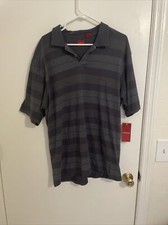 Arrow Mens Gray Striped Polo Shirt Tag Size Large NWT 34