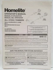 Homelite Operator's Manual 26cc String Trimmers UT33600 UT33650 Used PP