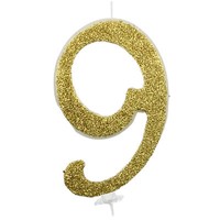 Geburtstagskerze Zahl 9 Weiß Gold Glitzer JubiläUm Geburtstag Deko Partydeko