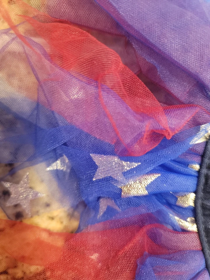 Tails & Noses Patriotic Red White Blue Silver Stars Tutu Dog Small SM Adjustable - Image 3 of 4