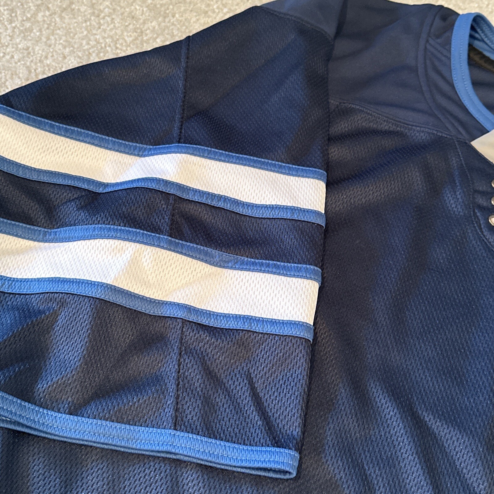 Winnipeg Jets Colors Blank Monkey Hockey Jersey Size Juniors Goal Cut GC Blue