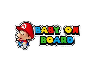 #1111 Baby Mario Baby On Board Car Waterproof Vinyl Sticker Decal Die-Cut 
