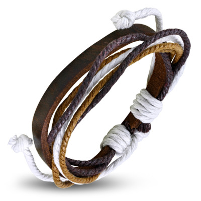 braunes unisex Lederarmband Multi Color Wrap Seil  verstellbar  e-FWB205