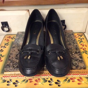 Lauren by Ralph Lauren Zapatos de Mujer Taco Cuña De Cuero Negro Talla 10B  | eBay