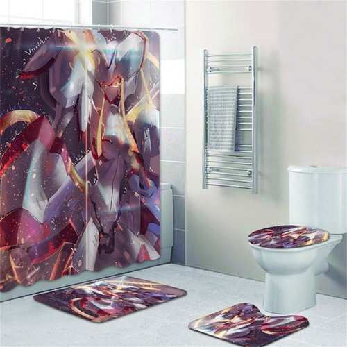 Darling in the Franxx Tenda Doccia Coperchio WC Tappeto Bagno Antiscivolo Set 4PZ - Foto 22 di 37
