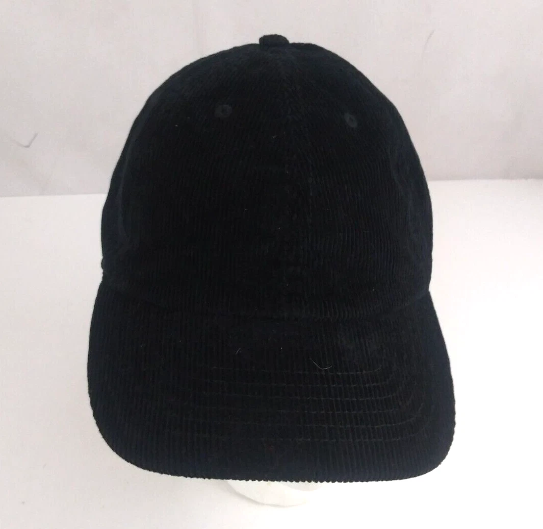 Newhattan Solid Black Corduroy 100% Cotton Unisex Adjustable Baseball Cap
