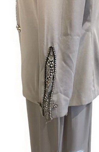 Jill Paige Originals Silver Gray Crepe Lace Rhinestone Gown With Jacket 18 $329 - Picture 5 of 7
