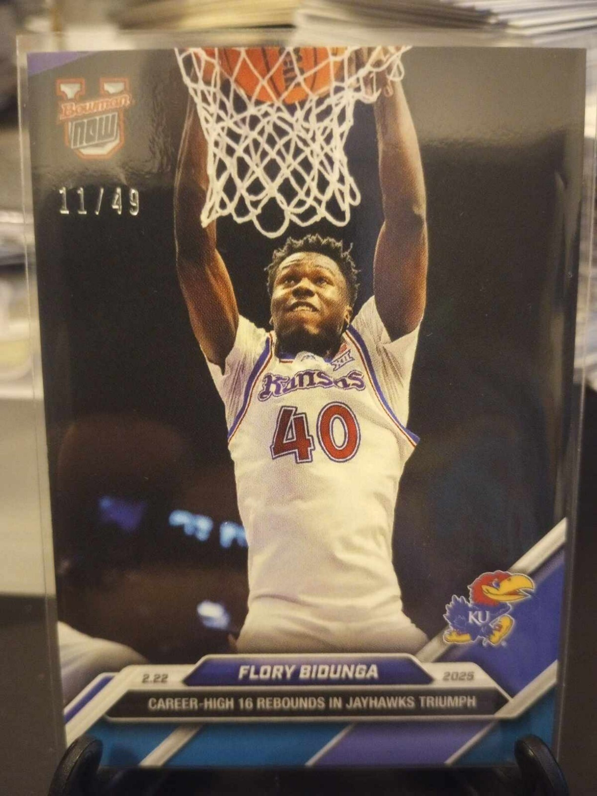 2024-25 Bowman U Now #74 Flory Bidunga Career High 16 Rebounds vs OSU Blue /49