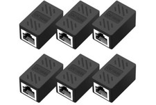 RJ45 Cat6 Ethernet Extender Coupler 6-Pack Female to Female Black