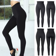 Womens Soft Stretch Cotton High Waisted Leggings Long Workout Yoga Pant Fitness