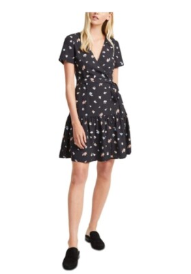 NWT French Connection Womens Frida Arimose Mini Wrap Dress Navy Size 2 $128 B93