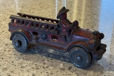 Vintage 1930's Cast Iron Fire Engine Ladder Truck 3.75 Long
