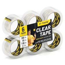 6 Rolls Clear Packing Tape 1.88 Inch Wide 2.7mil Heavy Duty Shipping 65 Yd