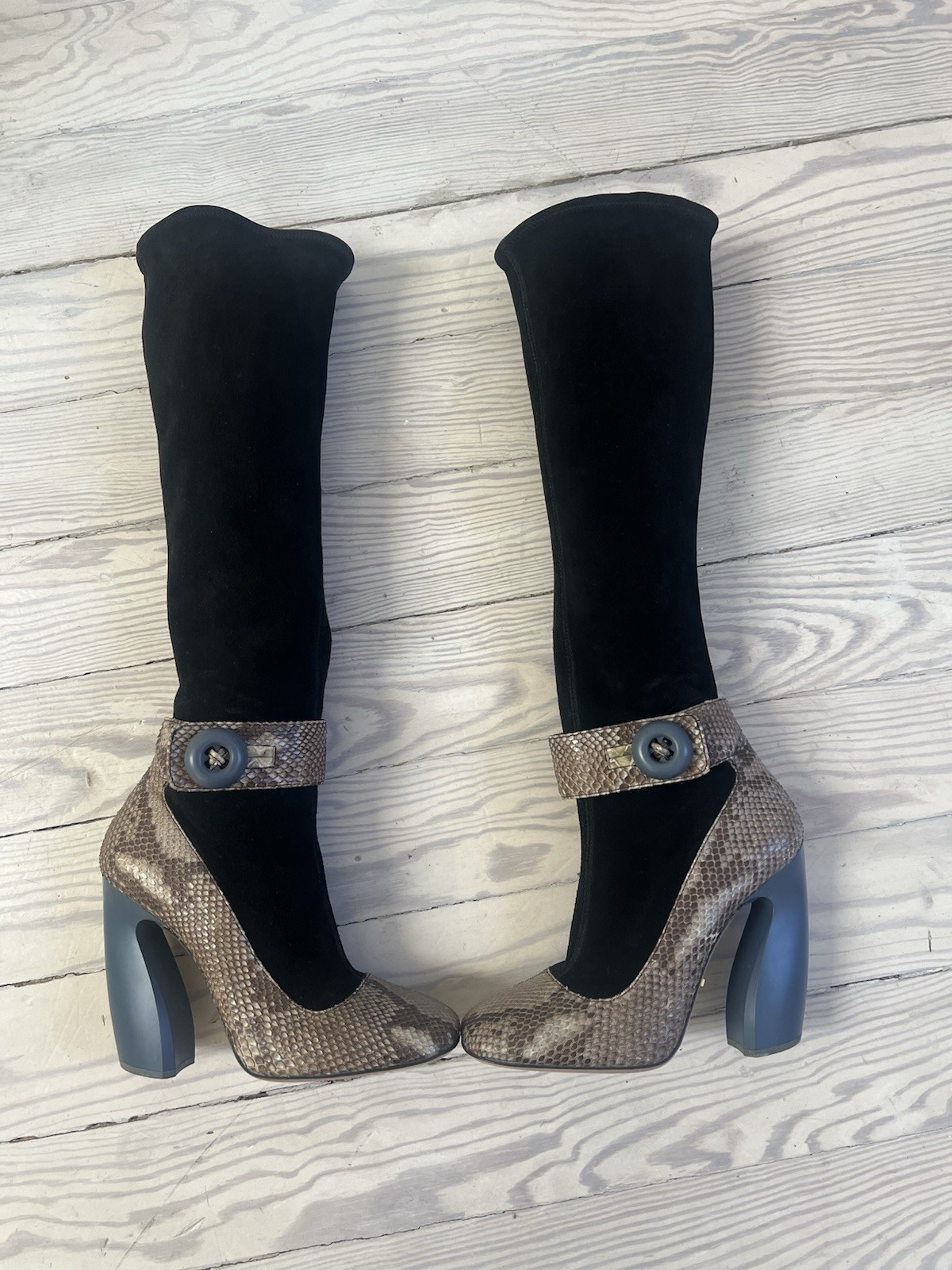 Vintage 2011 Prada Suede and Python Snakeskin Mar… - image 1