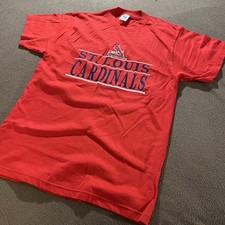 VINTAGE 90  S ST. LOUIS CARDINALS LOGO 7 MLB EMBROIDERED RED MEDIUM T-SHIRT